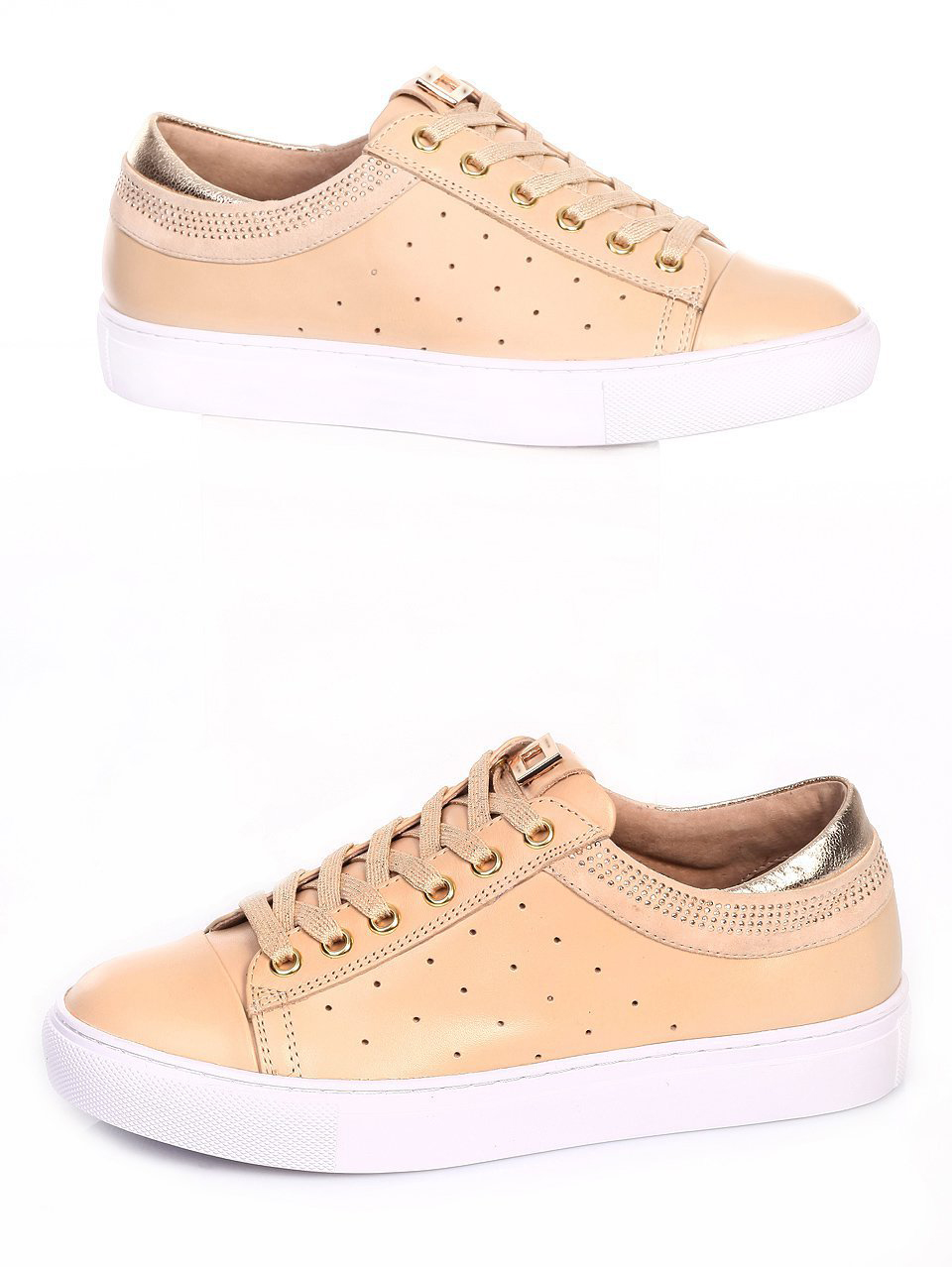 дамски обувки от естествена кожа и естествен велур 3I-17404 beige