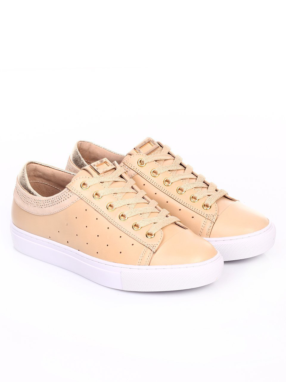 дамски обувки от естествена кожа и естествен велур 3I-17404 beige