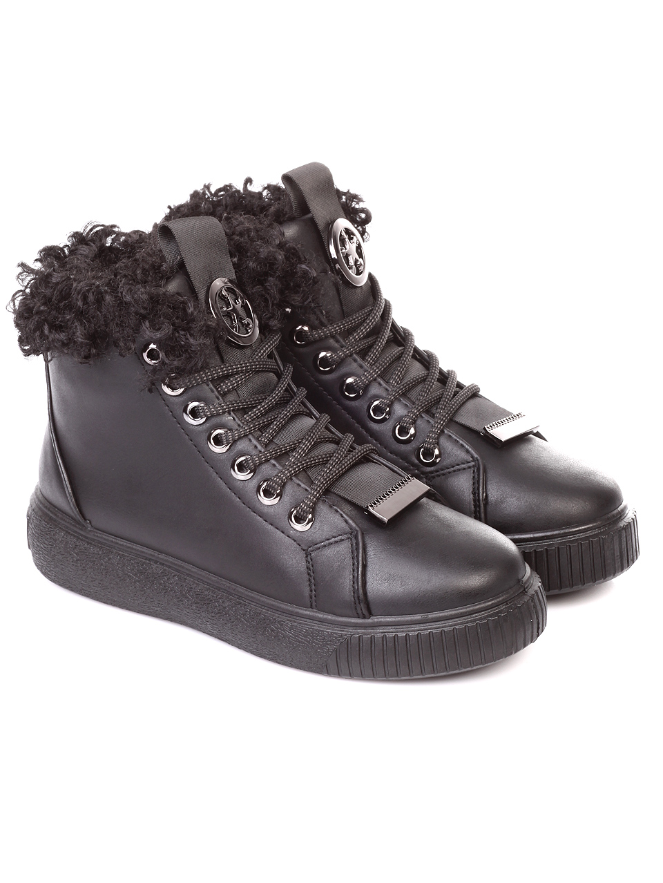 Ежедневни дамски боти в черно 2U-18633 black 