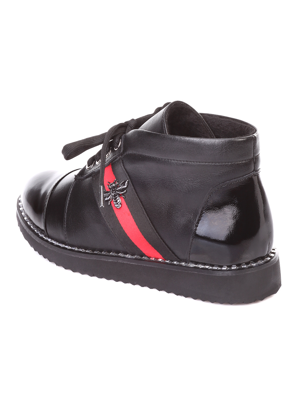 Дамски боти от естествена кожа и естествен лак 2AT-181032 black