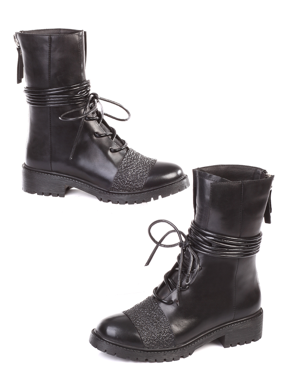 Ежедневни дамски боти от естествена кожа 2AB-18876 black