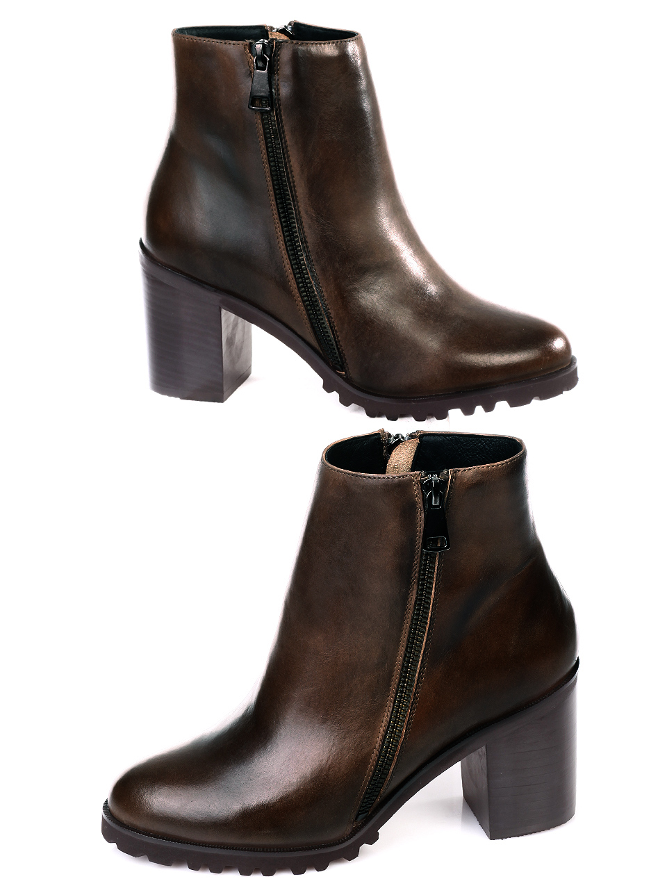 Елегантни дамски боти от естествена кожа 2AB-18886 bronze