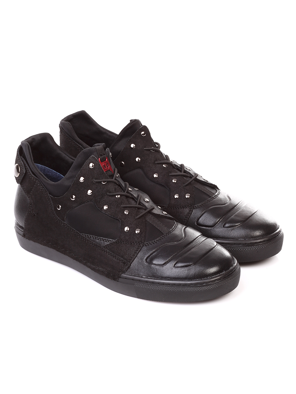 Ежедневни мъжки обувки от естествена кожа и неопрен 7AB-18889 black