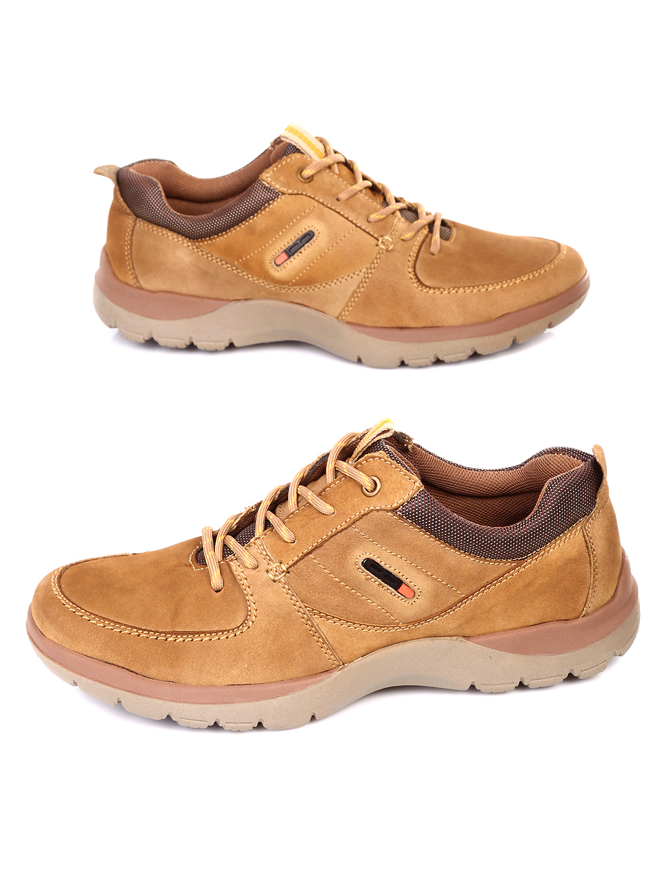 Ежедневни мъжки обувки от естествен набук 7N-18894 camel