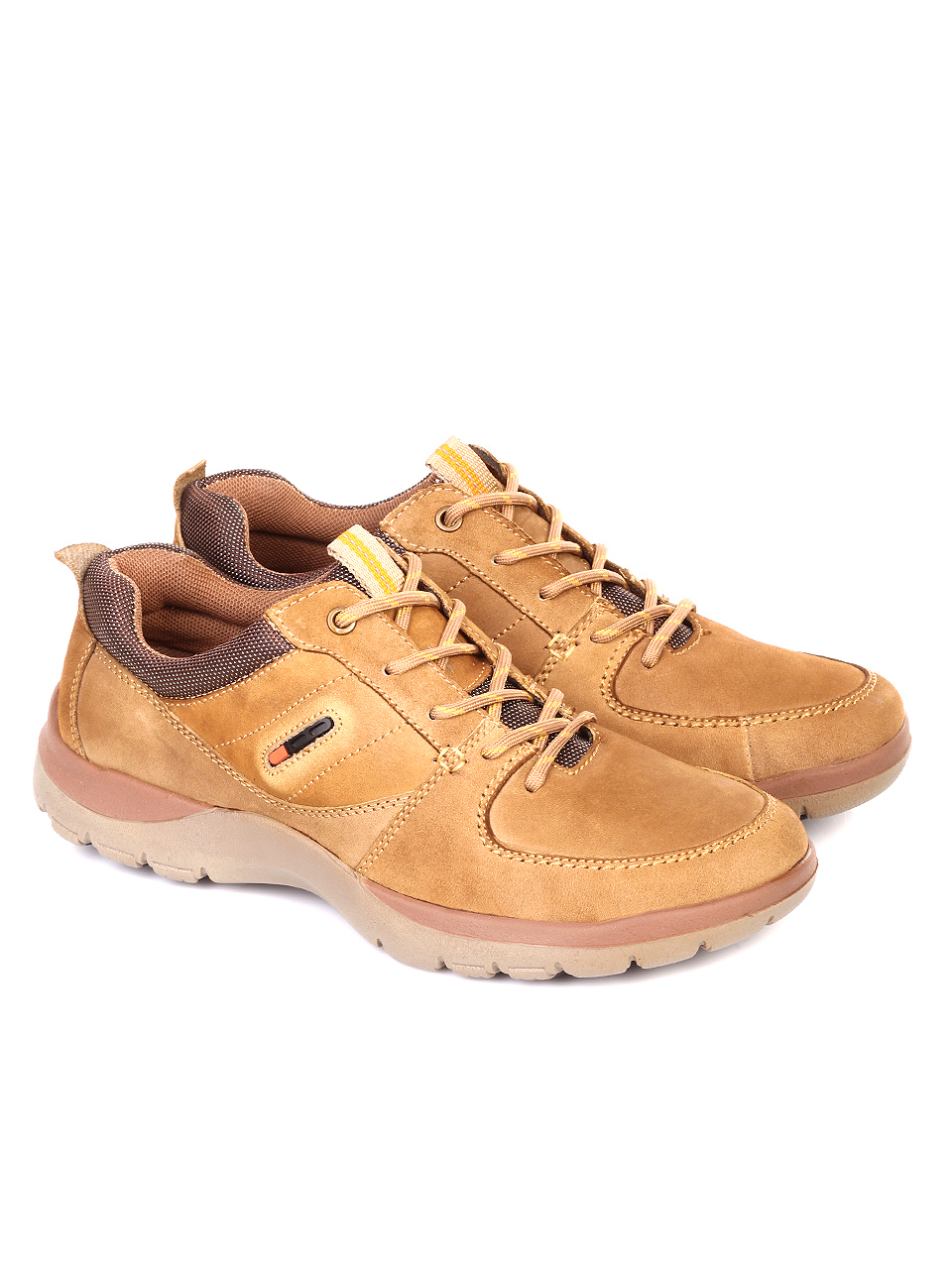 Ежедневни мъжки обувки от естествен набук 7N-18894 camel