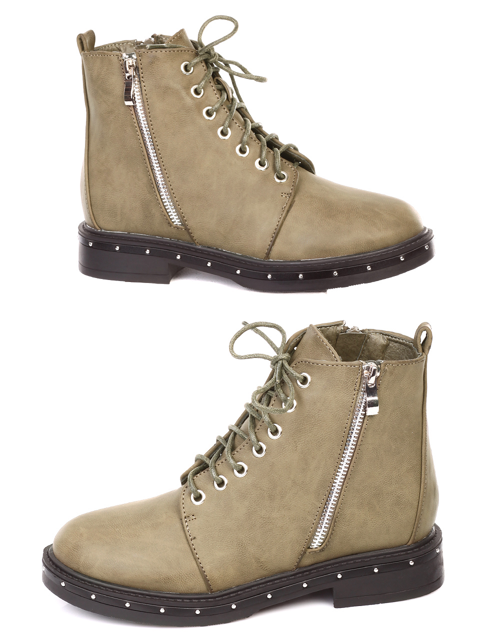 Ежедневни дамски боти в цвят каки 2G-18860 khaki