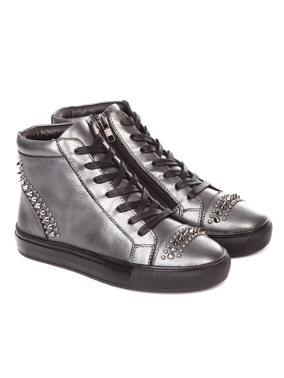 Ежедневни дамски боти от естествена кожа 2AB-18690 pewter