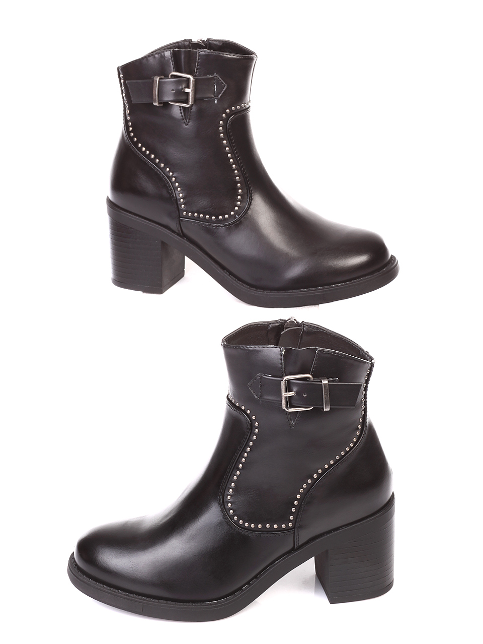 Елегантни дамски боти на ток в черно 2E-18782 black