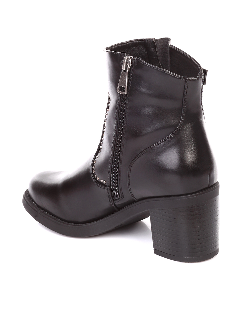 Елегантни дамски боти на ток в черно 2E-18782 black