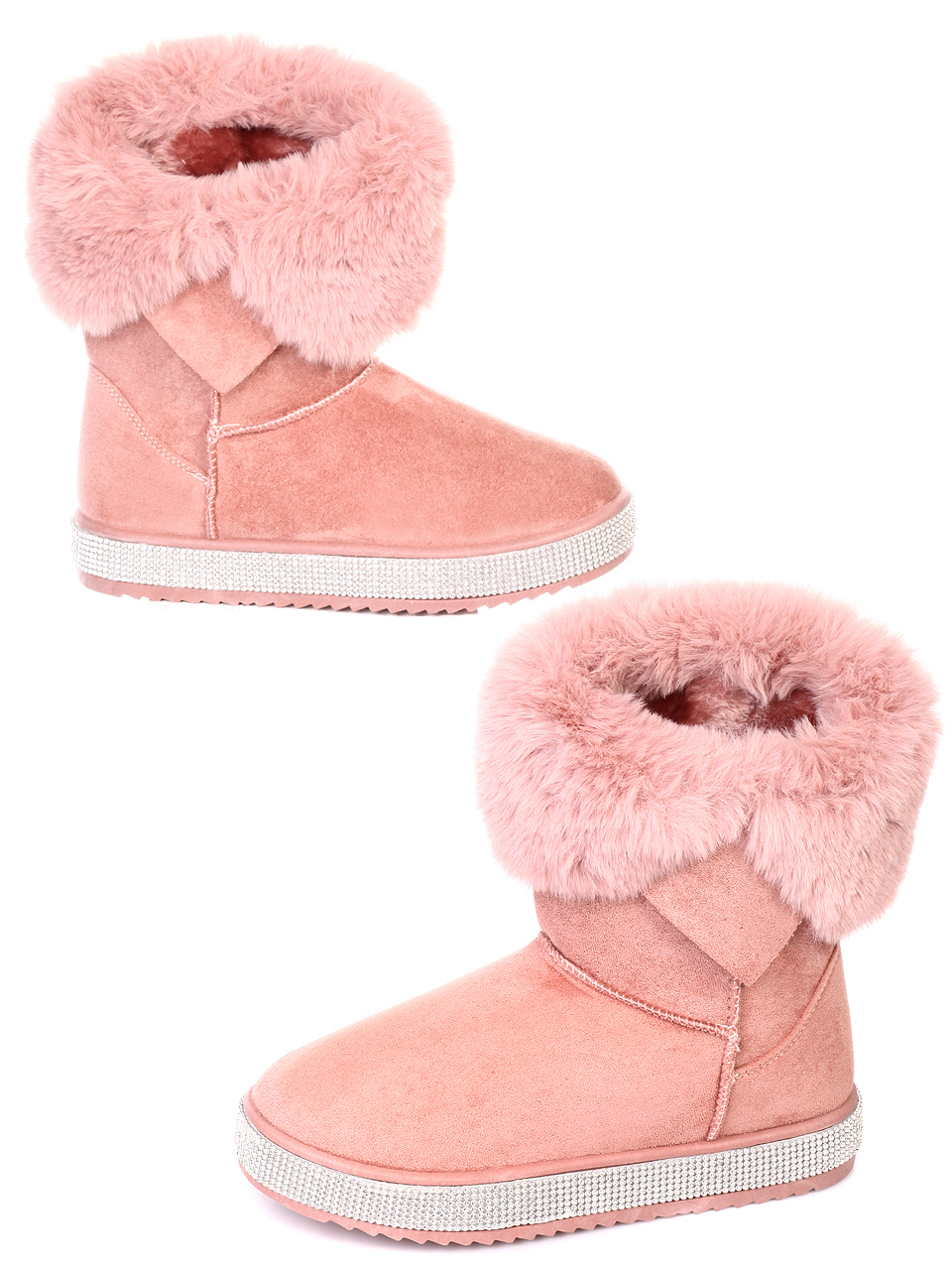 Ежедневни топли дамски боти в розово 2U-18989 pink