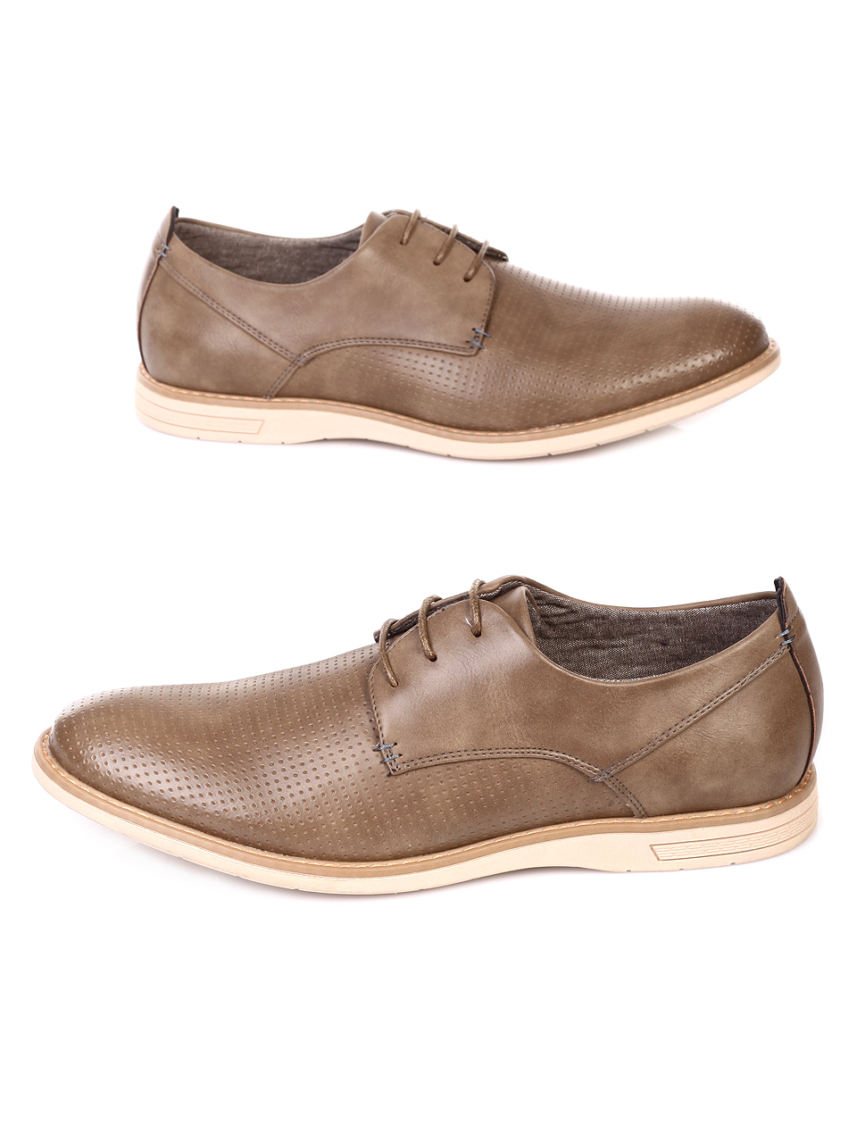 Ежедневни мъжки обувки в бежово 7N-19086 taupe