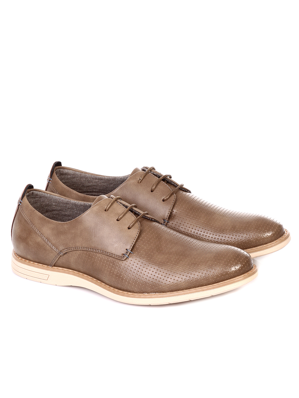 Ежедневни мъжки обувки в бежово 7N-19086 taupe