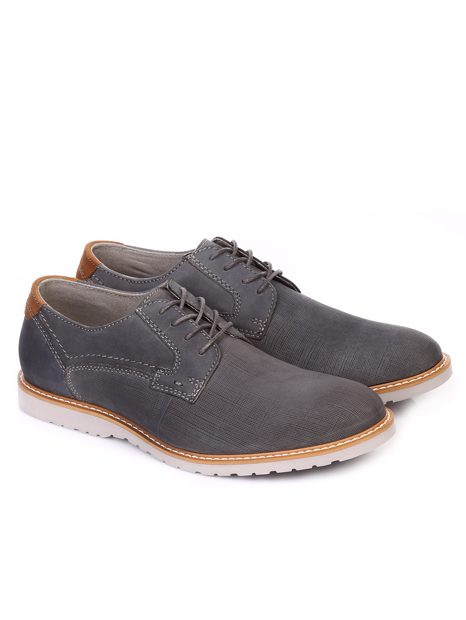 Ежедневни мъжки обувки от естествен набук 7N-19093 grey