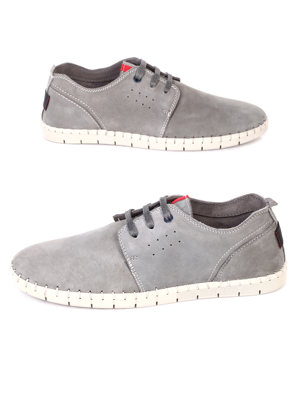 Ежедневни мъжки обувки от естествен набук 7W-19101 grey