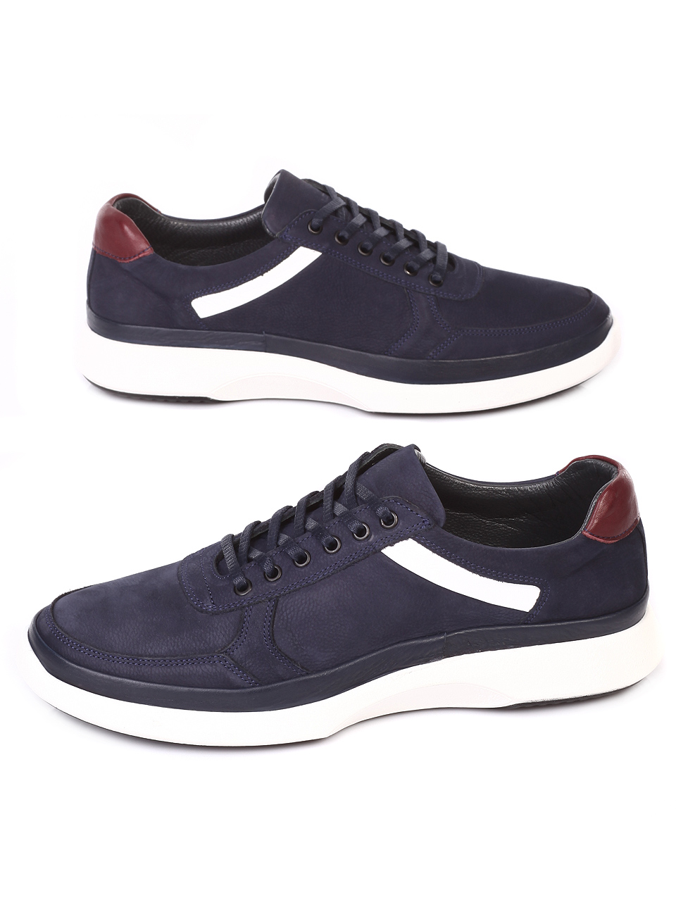 Ежедневни мъжки обувки от естествен набук 7AT-19430 navy nubuck