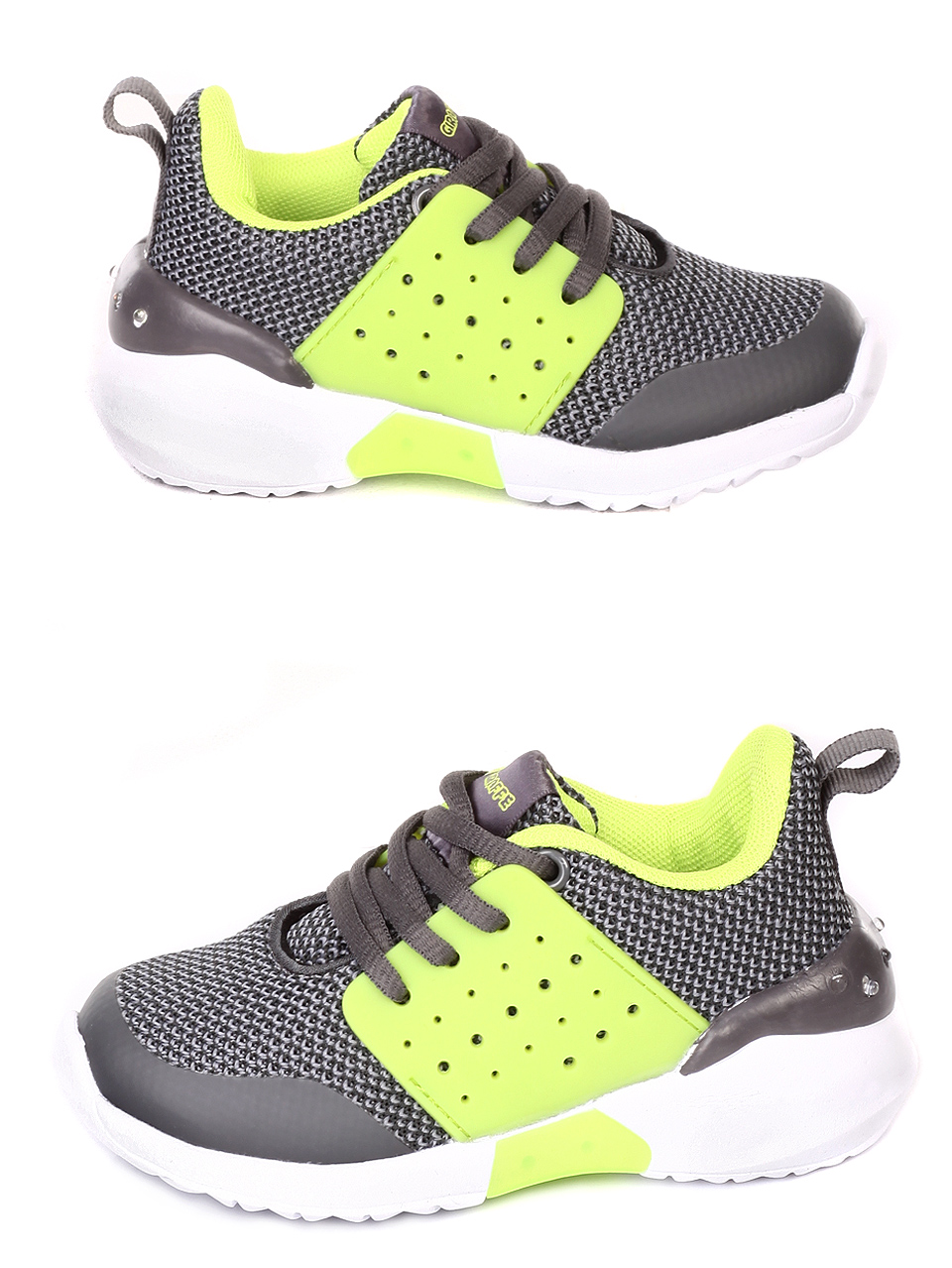 Детски обувки със светещи елементи в сиво 18K-19222 d.grey/lime