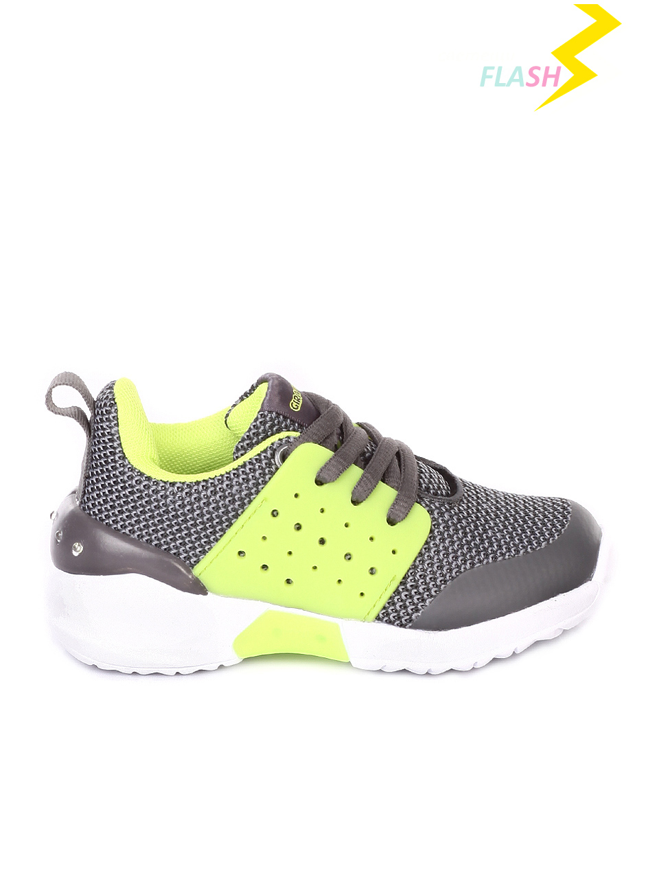 Детски обувки със светещи елементи в сиво 18K-19222 d.grey/lime