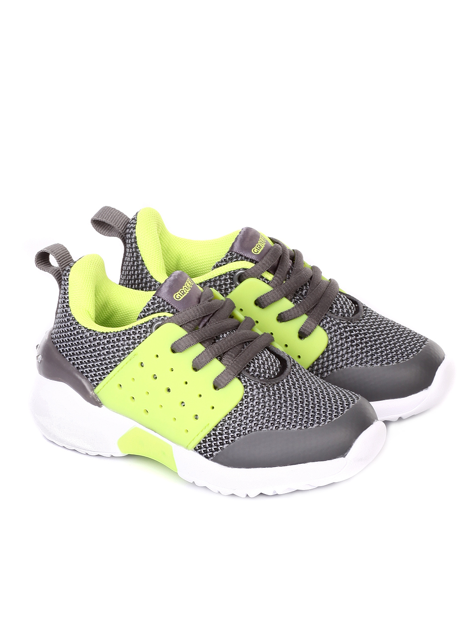 Детски обувки със светещи елементи в сиво 18K-19222 d.grey/lime