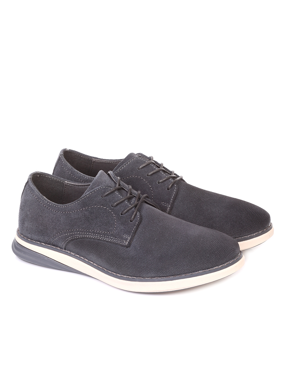 Ежедневни мъжки обувки от естествен велур 7N-19209 grey