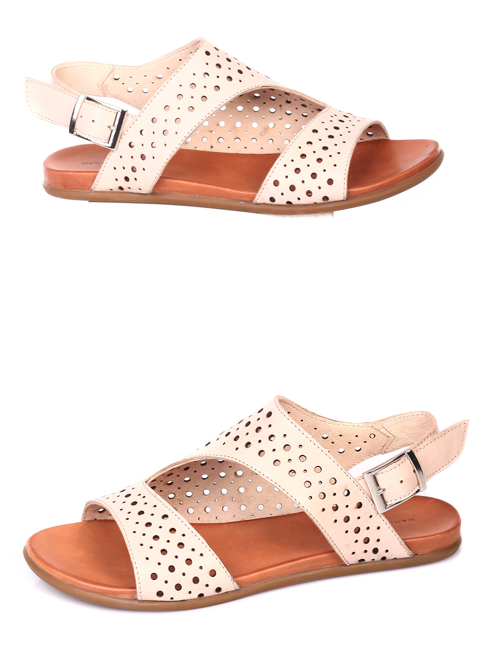 Ежедневни дамски сандали от естествена кожа 4AB-19482 lt.beige
