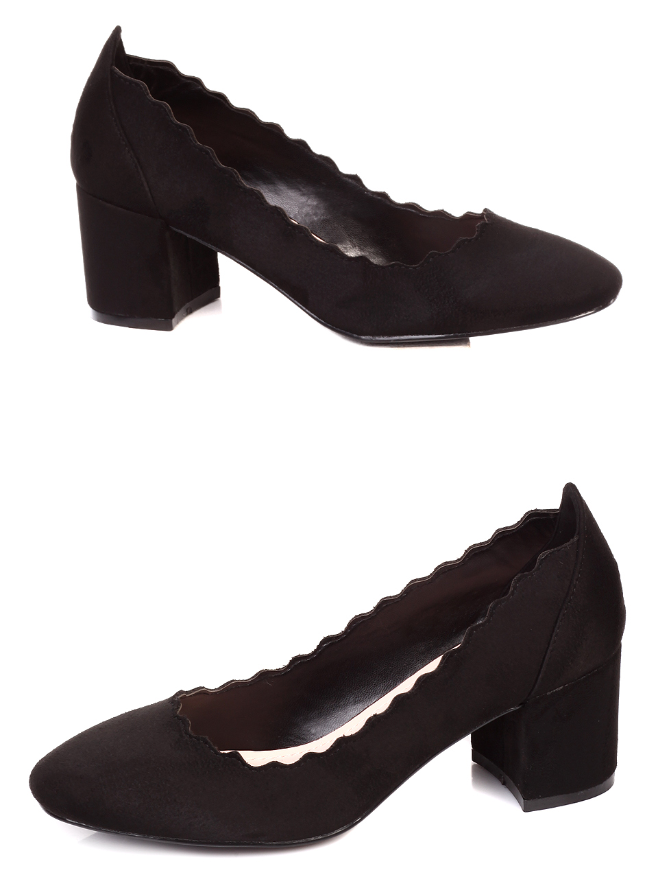 Ежедневни дамски обувки на ток в черно 3M-19501 black mf