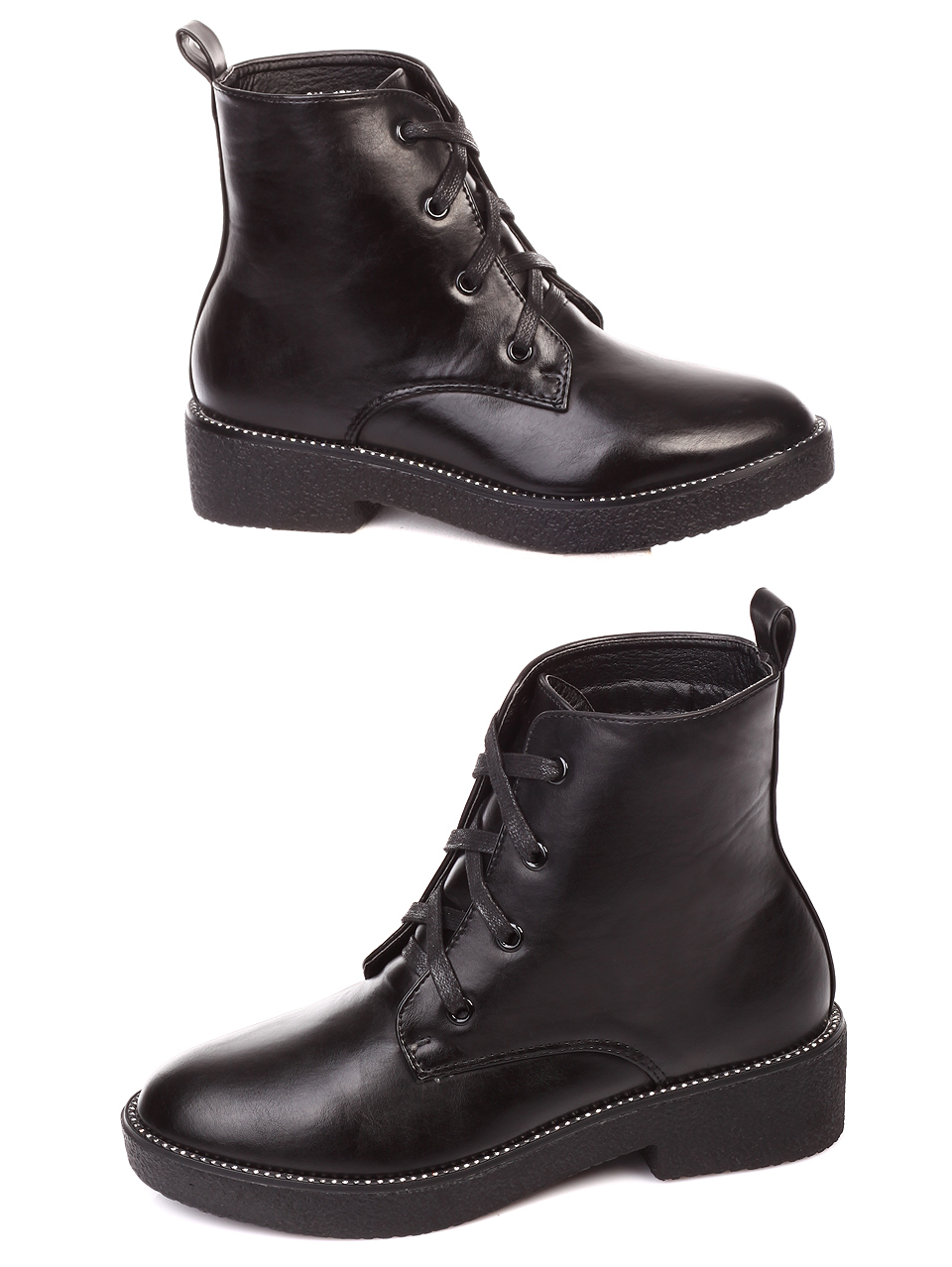 Ежедневни дамски боти в черно 2M-19513 black pu