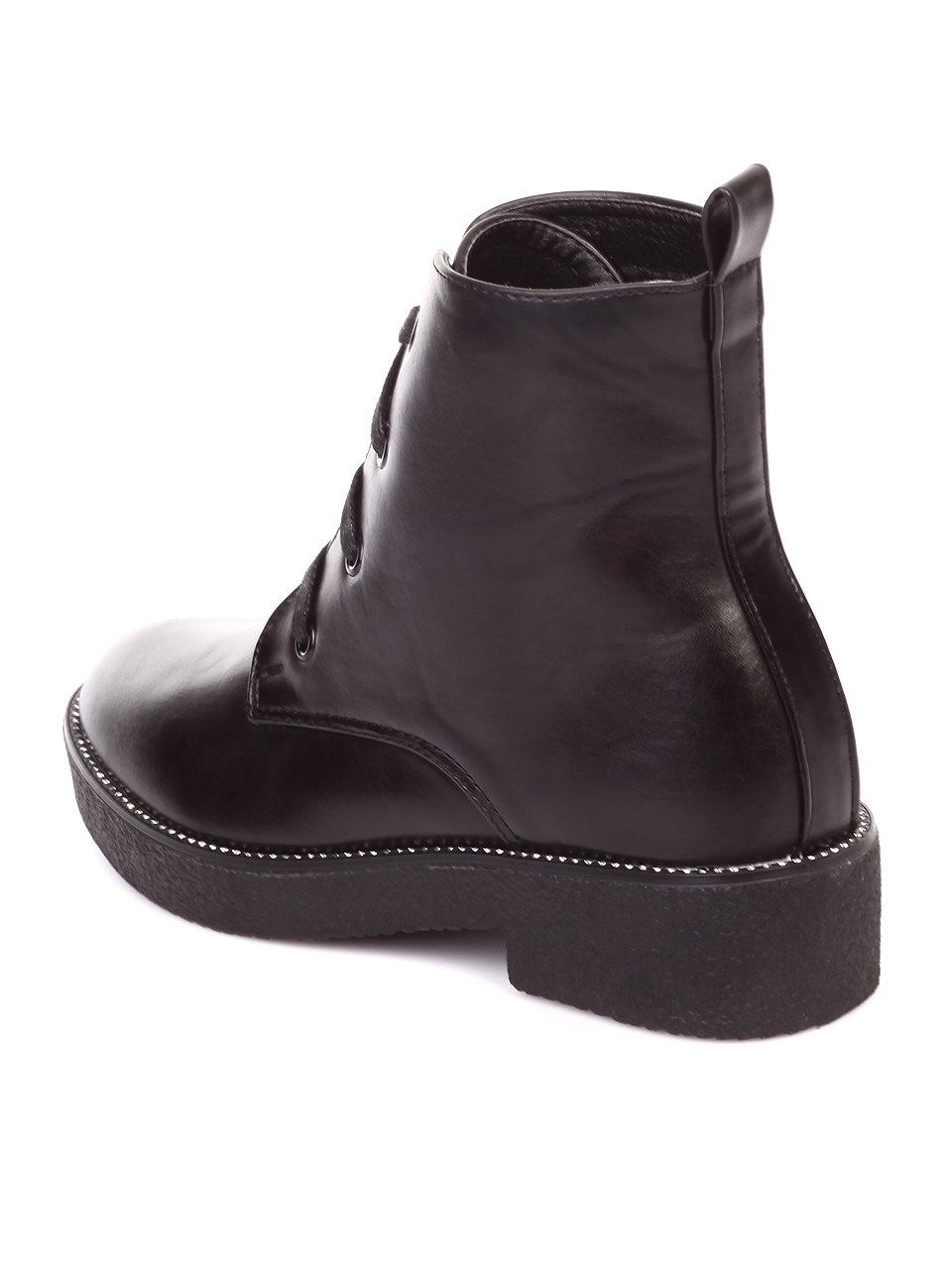 Ежедневни дамски боти в черно 2M-19513 black pu