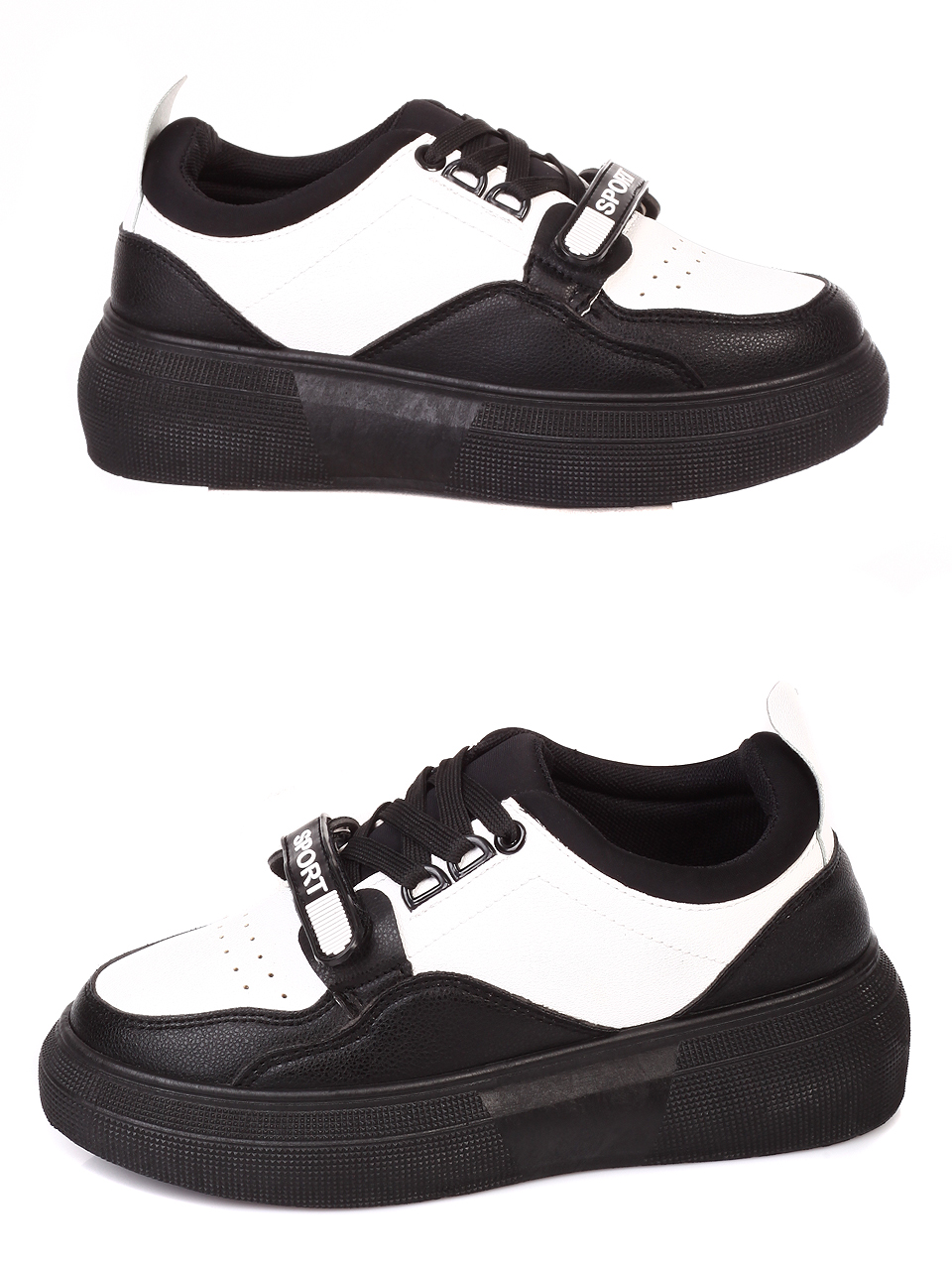 Ежедневни дамски обувки на платформа в черно и бяло 3U-19854 black/white