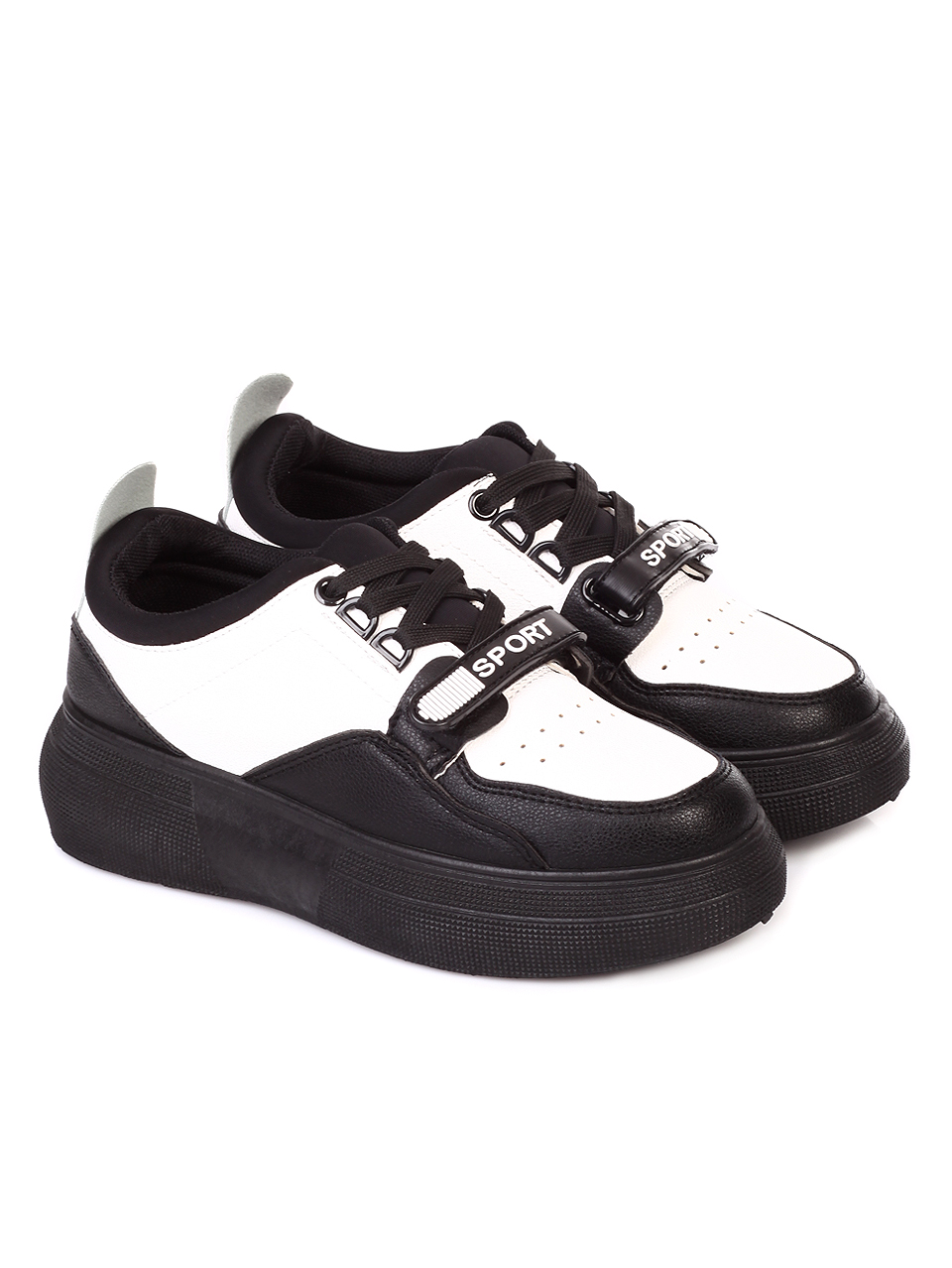 Ежедневни дамски обувки на платформа в черно и бяло 3U-19854 black/white