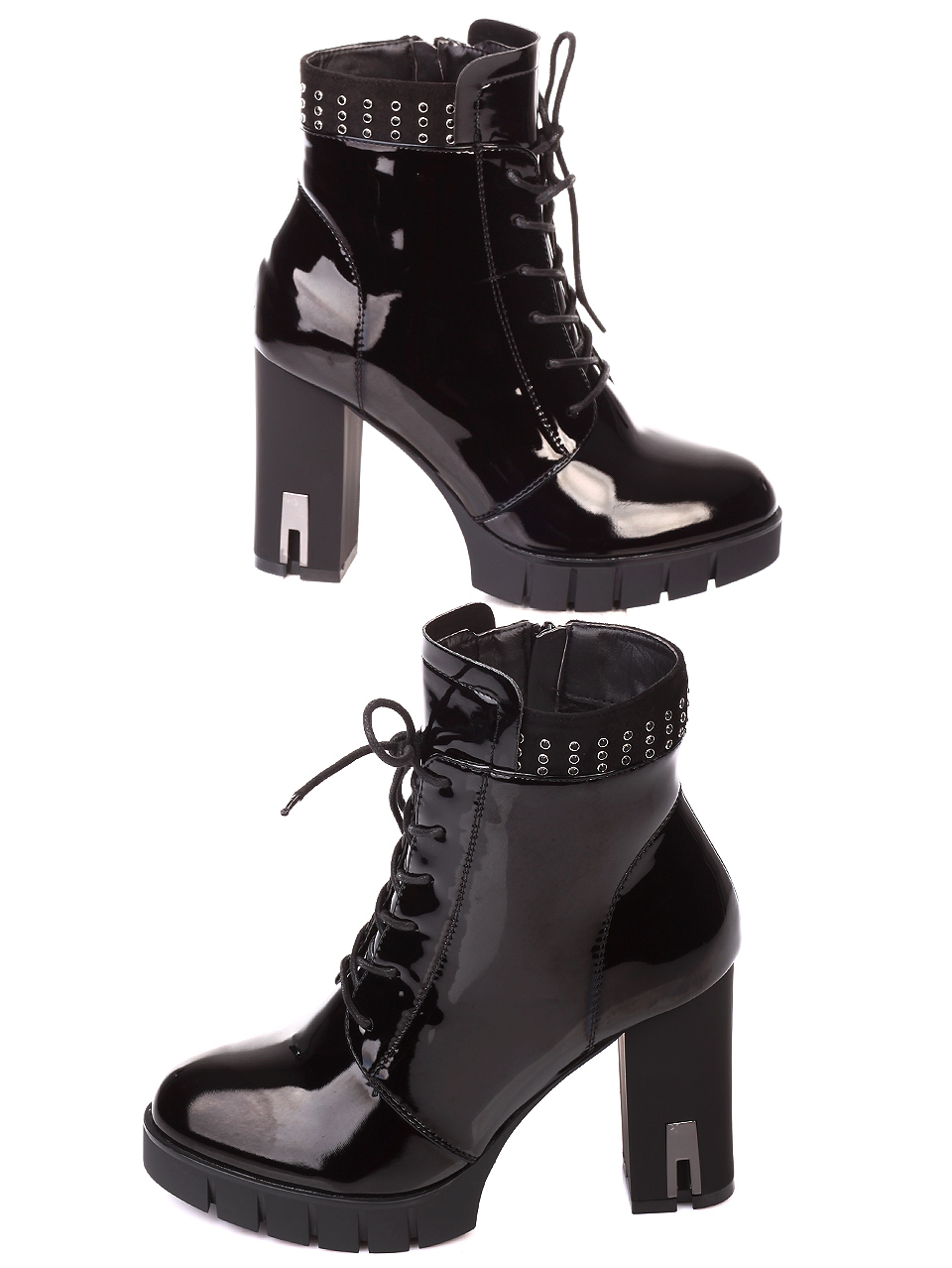 Дамски боти от лак в черно 2R-19649 black patent