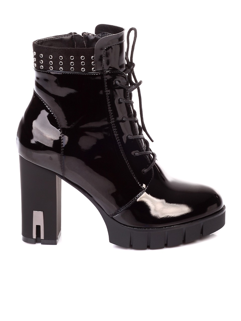 Дамски боти от лак в черно 2R-19649 black patent