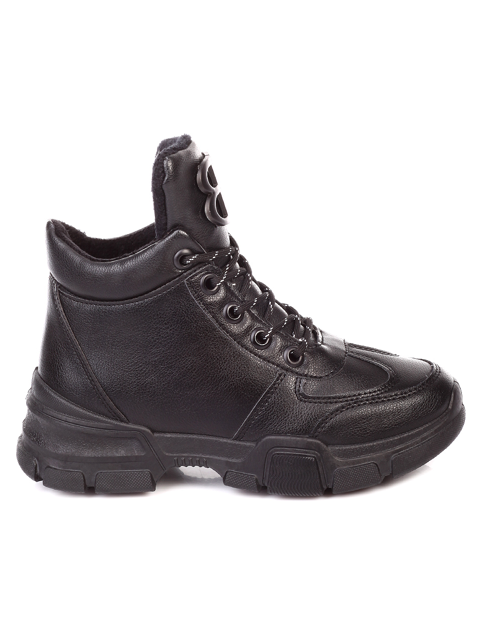 Ежедневни дамски боти в черно 2U-19549 black pu