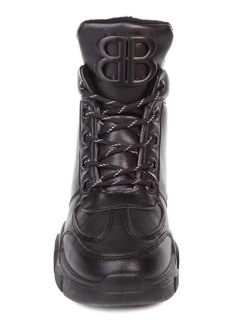 Ежедневни дамски боти в черно 2U-19549 black pu