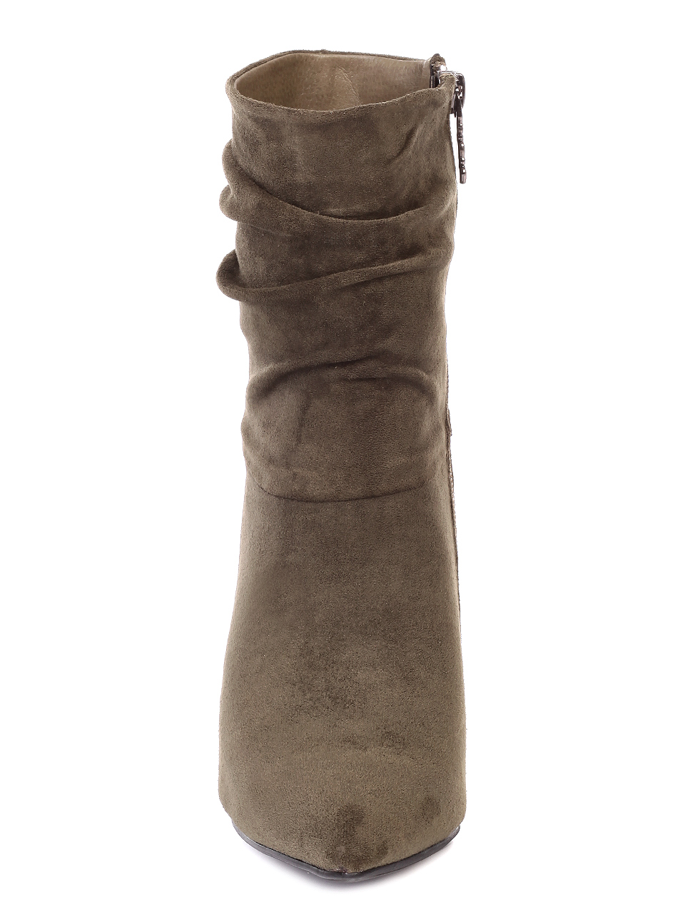 Елегантни дамски боти на ток в цвят каки 2L-19702 khaki