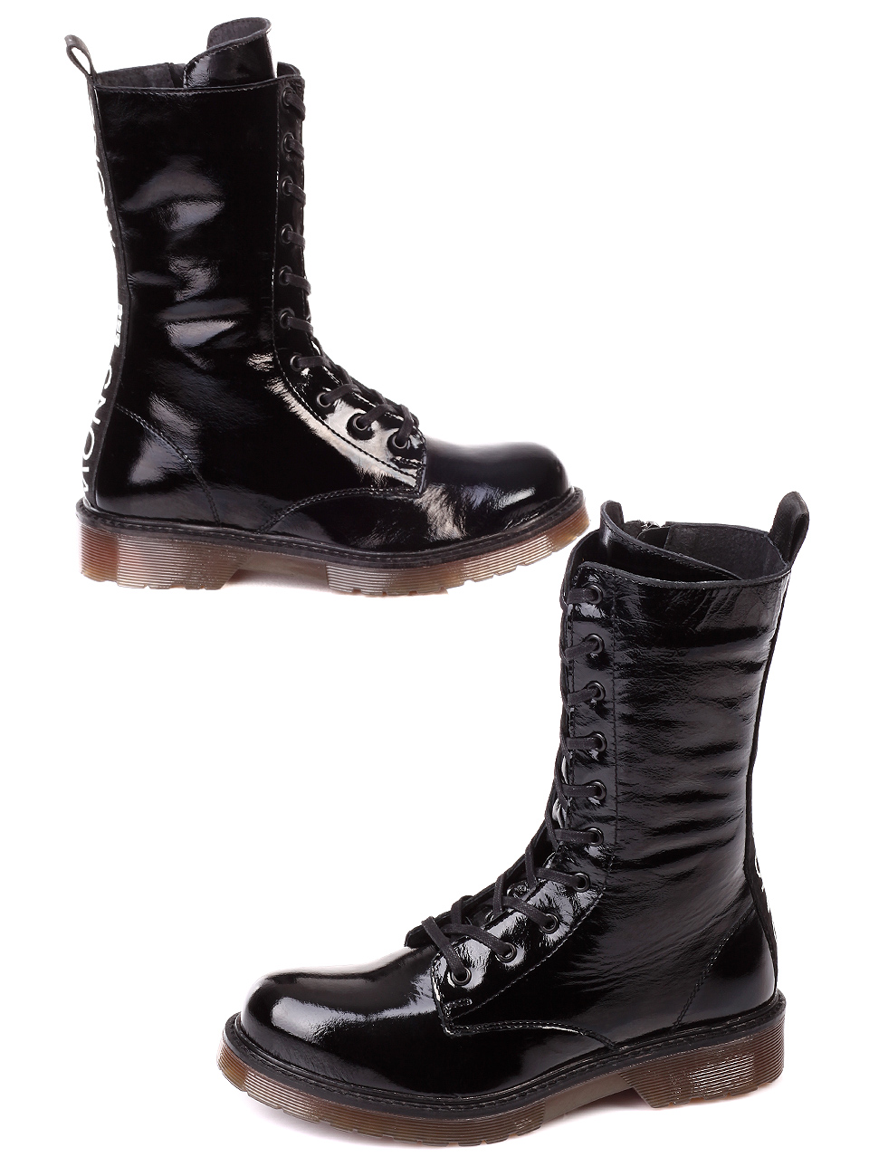 Ежедневни лачени дамски боти в черно 2AB-19881 black patent
