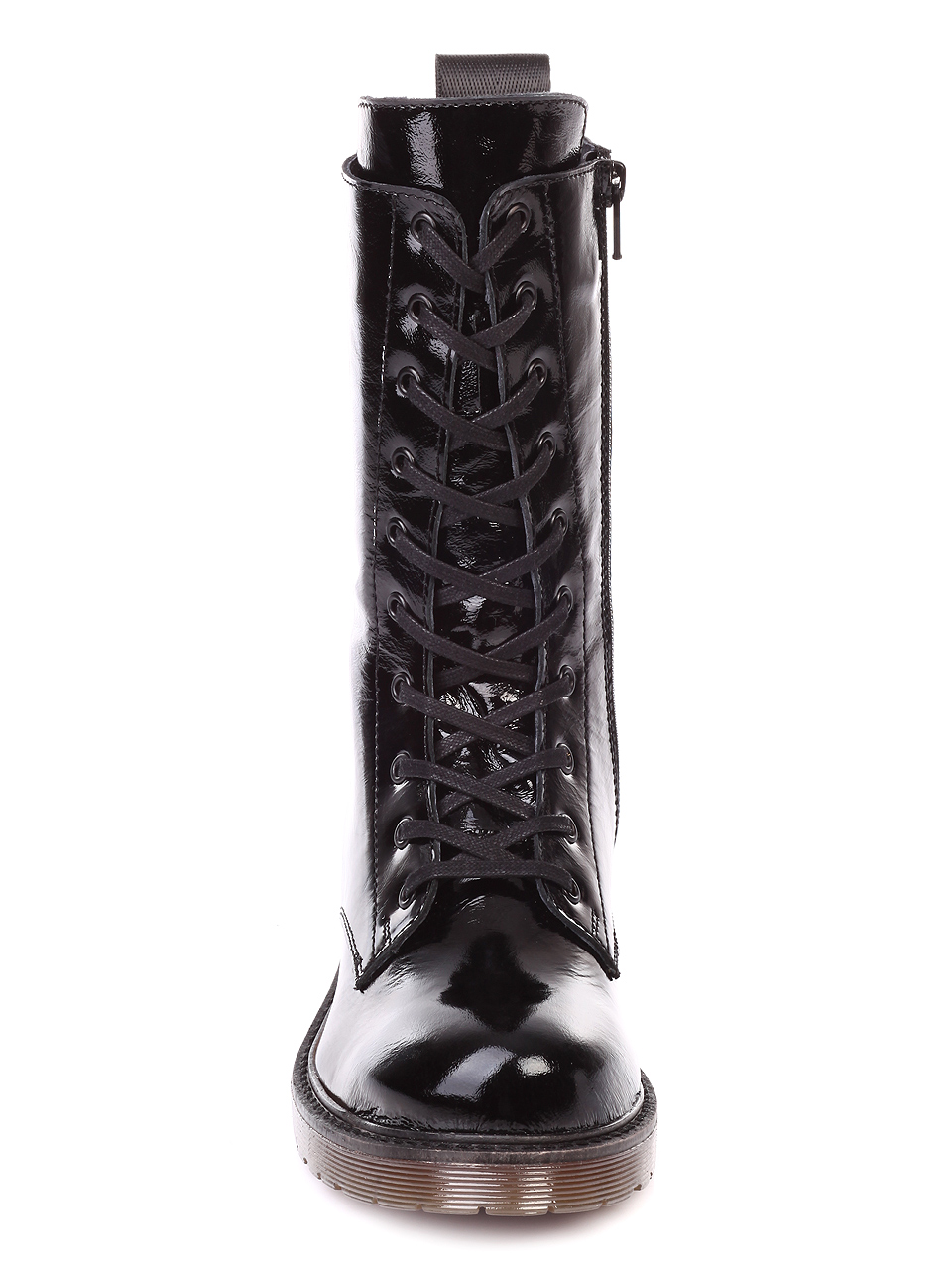 Ежедневни лачени дамски боти в черно 2AB-19881 black patent