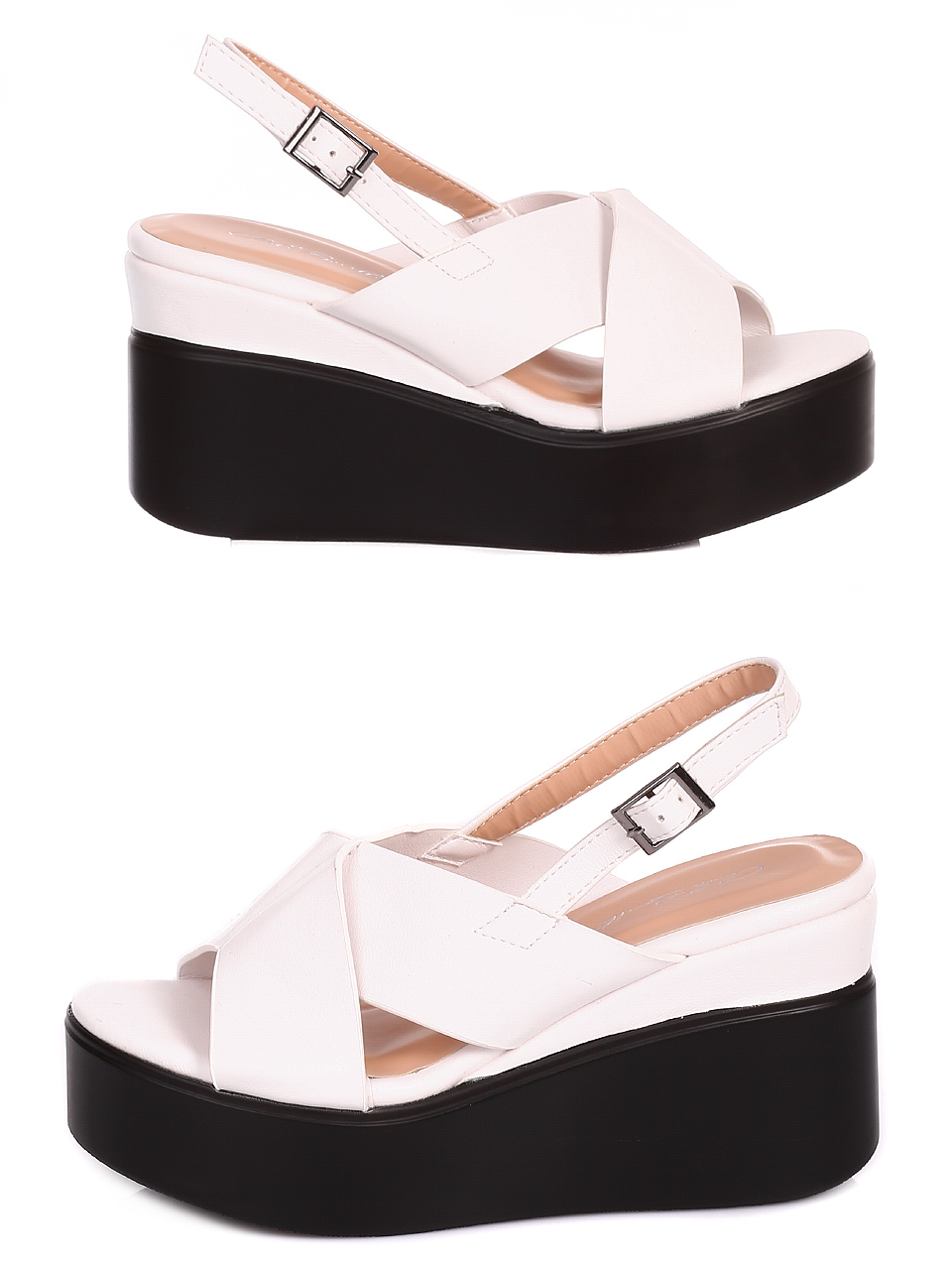 Ежедневни дамски сандали на платформа в бяло 4R-20131 white