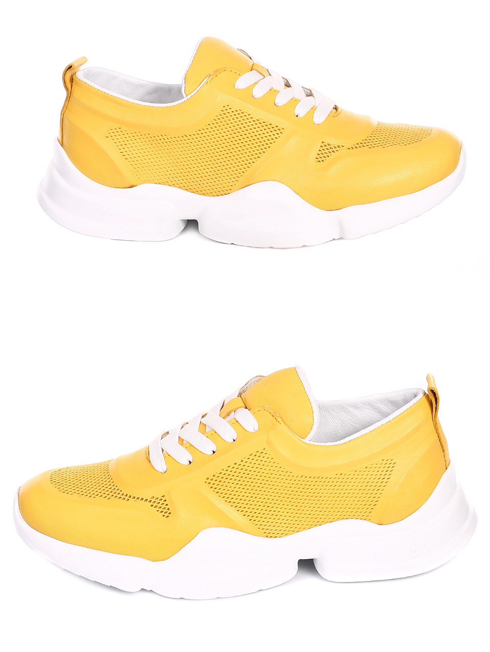 Ежедневни дамски обувки от естествена кожа 3AT-20473 yellow