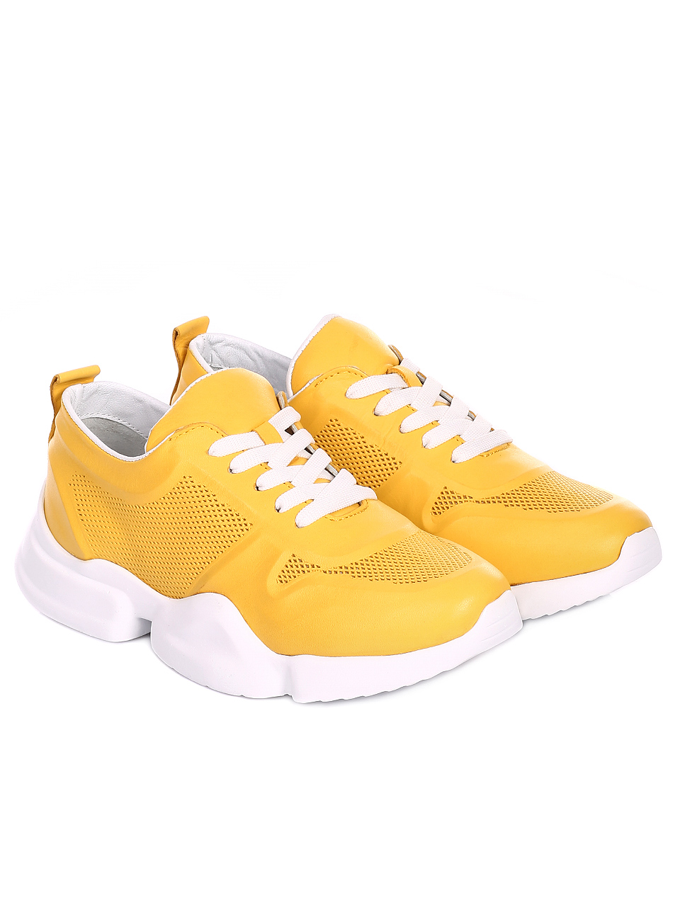 Ежедневни дамски обувки от естествена кожа 3AT-20473 yellow
