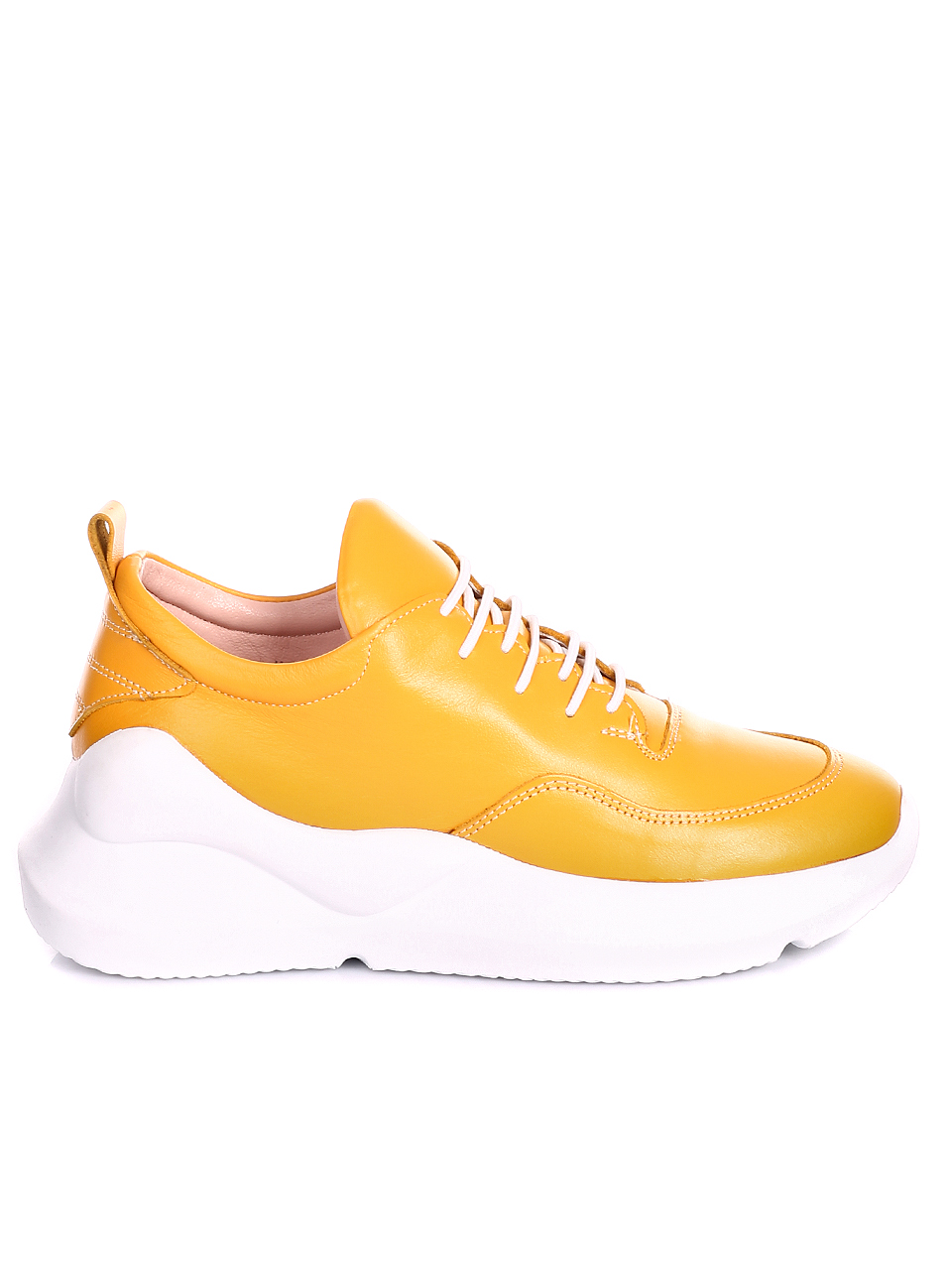 Ежедневни дамски обувки от естествена кожа 3AT-20477 yellow