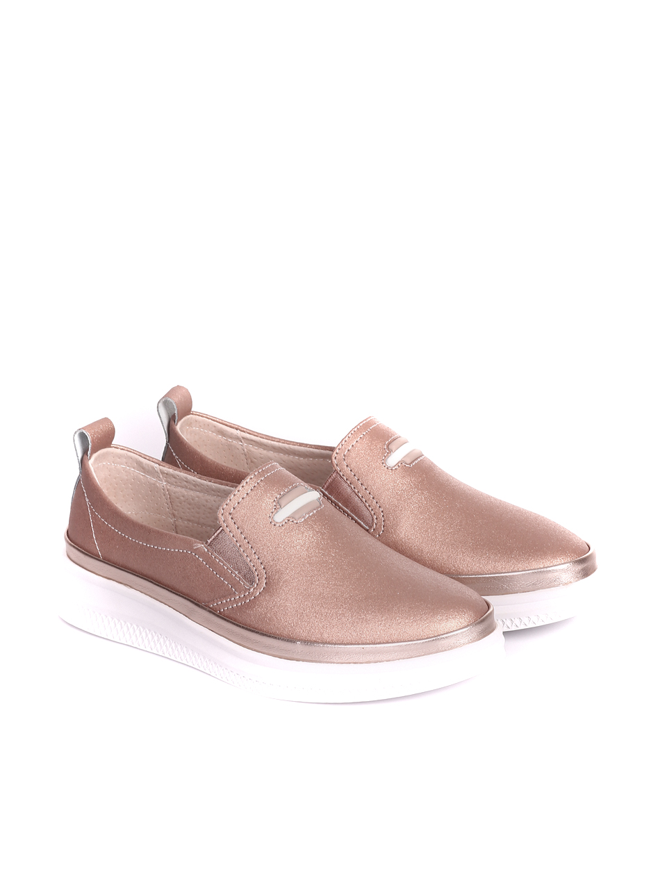 Ежедневни дамски обувки от естествена кожа 3AF-20040 rose gold