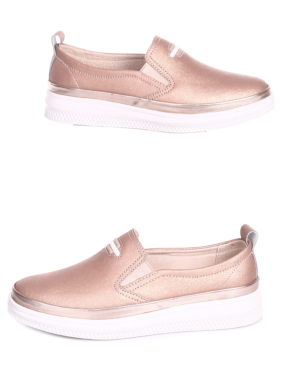 Ежедневни дамски обувки от естествена кожа 3AF-20040 rose gold