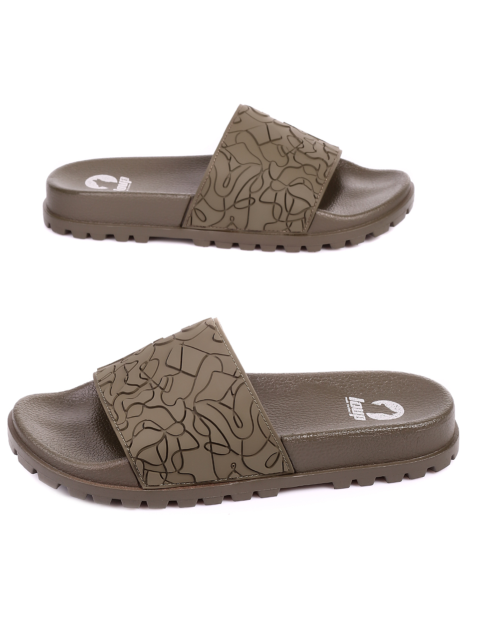 Ежедневни мъжки чехли в зелено 8D-20393 olive
