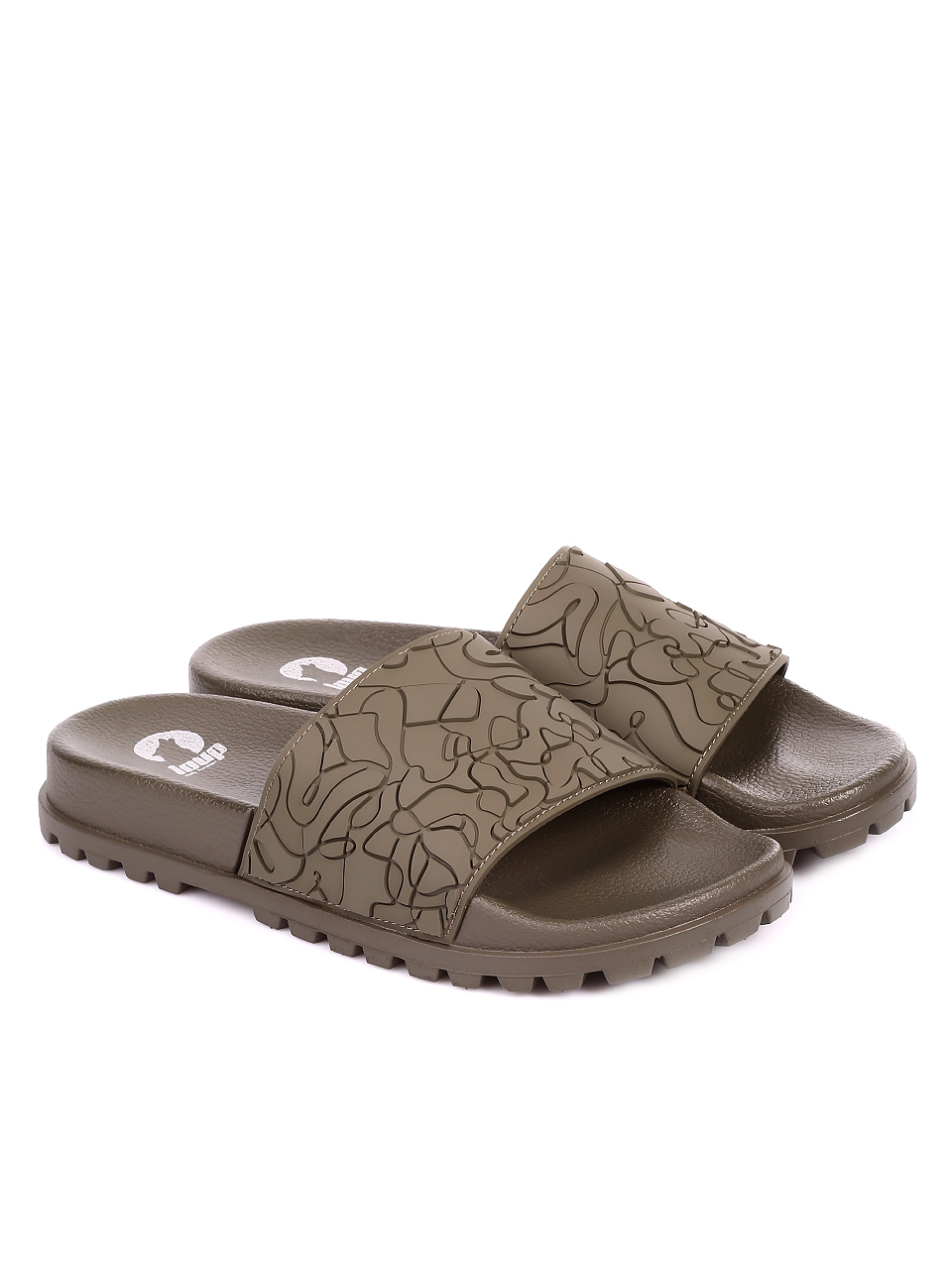 Ежедневни мъжки чехли в зелено 8D-20393 olive