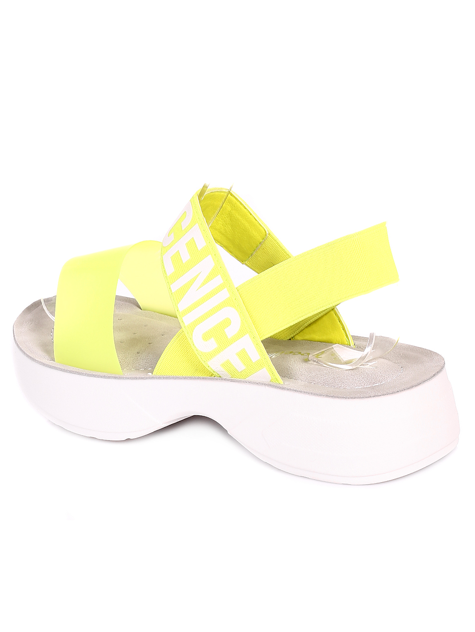 Ежедневни дамски сандали в жълто 4D-20414 neon yellow