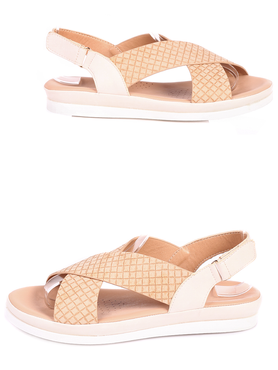 Ежедневни дамски равни сандали в бежово 4H-20284 beige