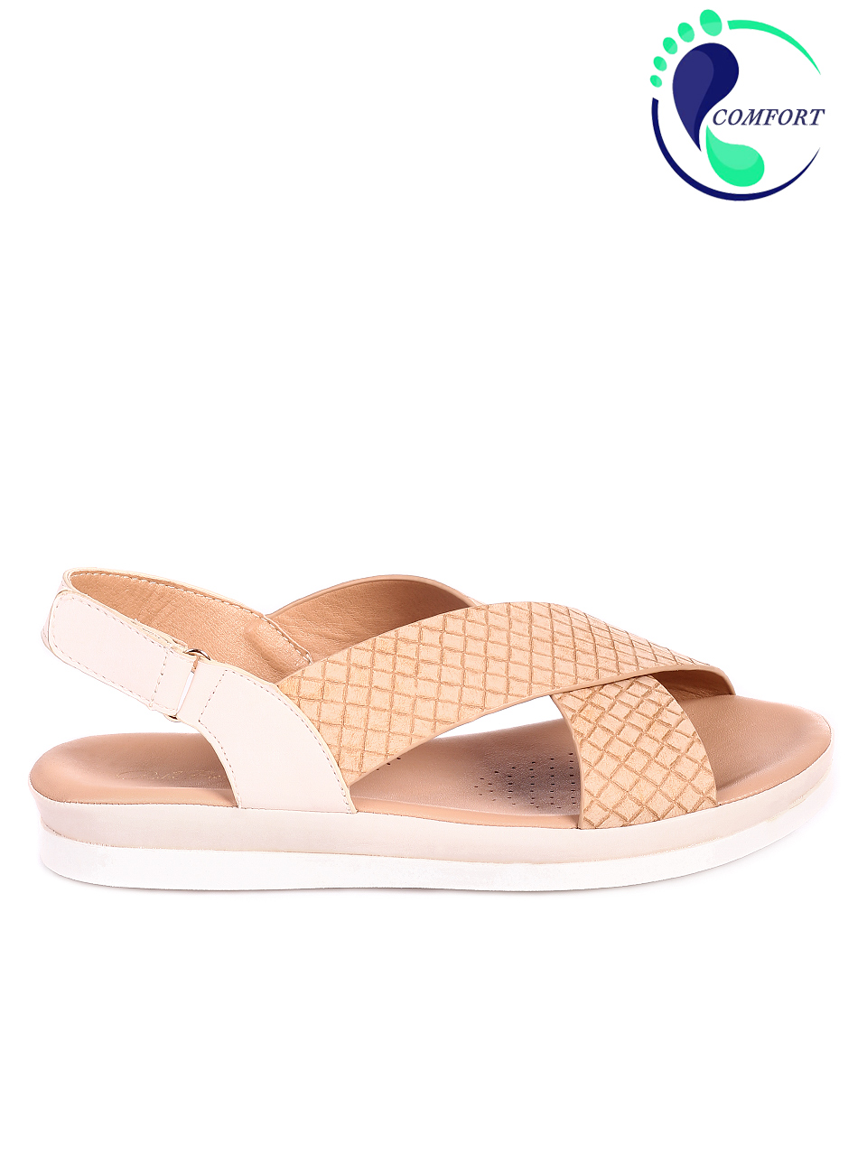 Ежедневни дамски равни сандали в бежово 4H-20284 beige