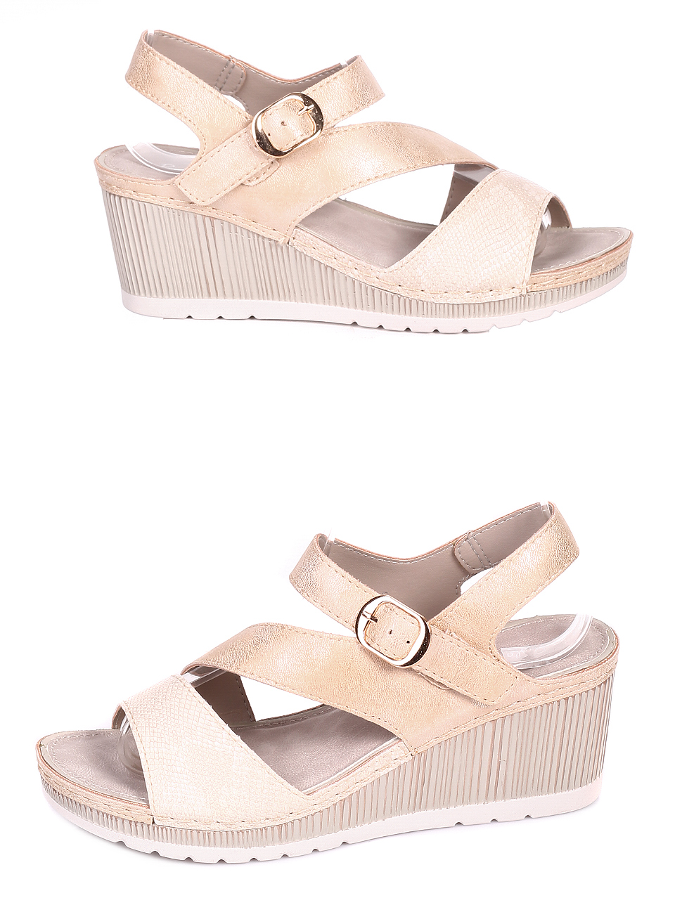 Ежедневни дамски сандали на платформа  4C-20155 beige