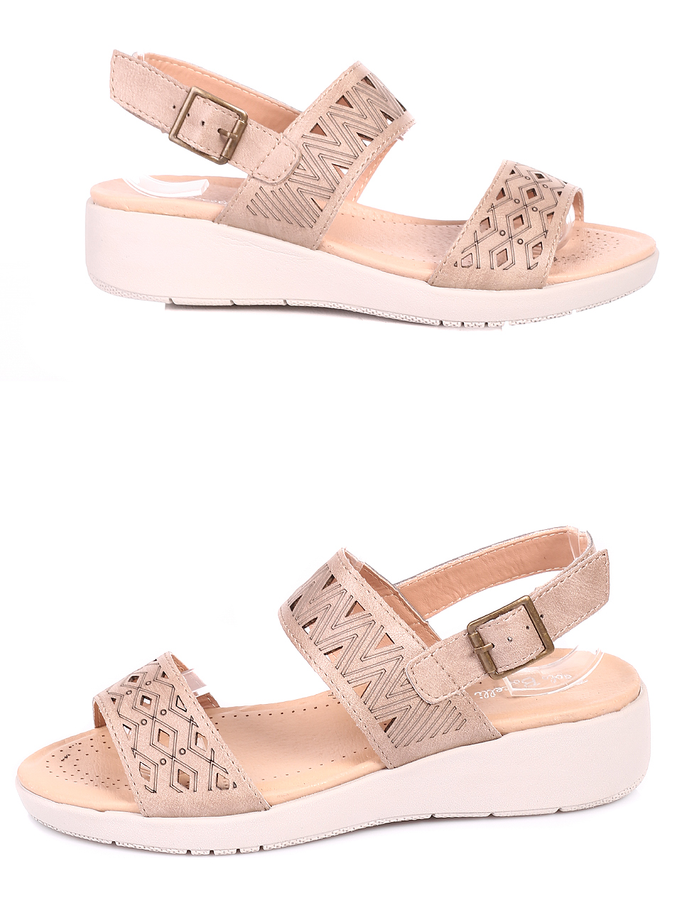 Ежедневни дамски комфортни сандали в бежово 4C-20162 beige