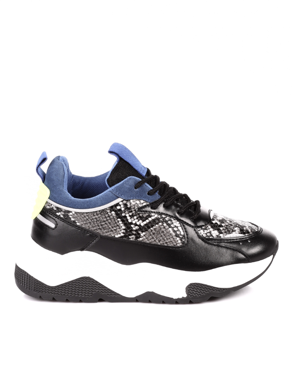 Ежедневни дамски обувки на платформа 3U-20616 black royal blue
